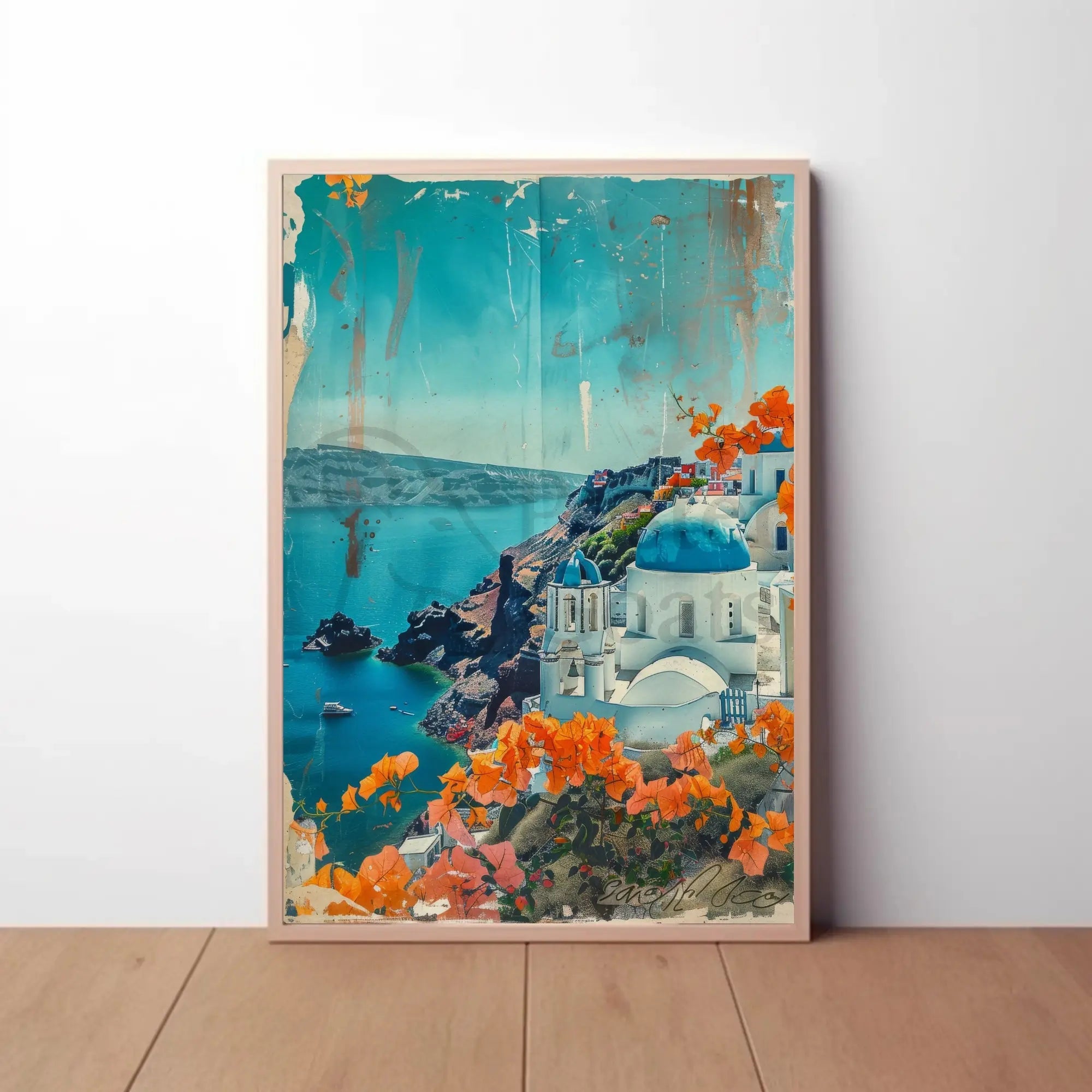 Santorini Scenic Coastal Travel Poster PosterGoat
