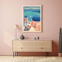 Santorini Scenic View Vintage Travel Poster PosterGoat