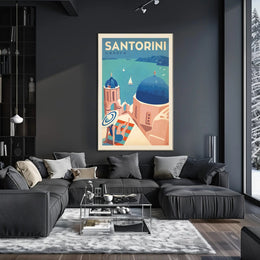 Santorini Scenic View Vintage Travel Poster PosterGoat