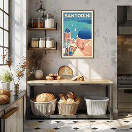 Santorini Scenic View Vintage Travel Poster PosterGoat