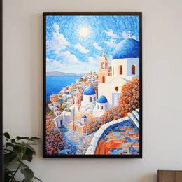 Santorini Serenity Mosaic Art Travel Poster PosterGoat