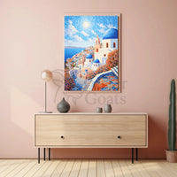 Santorini Serenity Mosaic Art Travel Poster PosterGoat