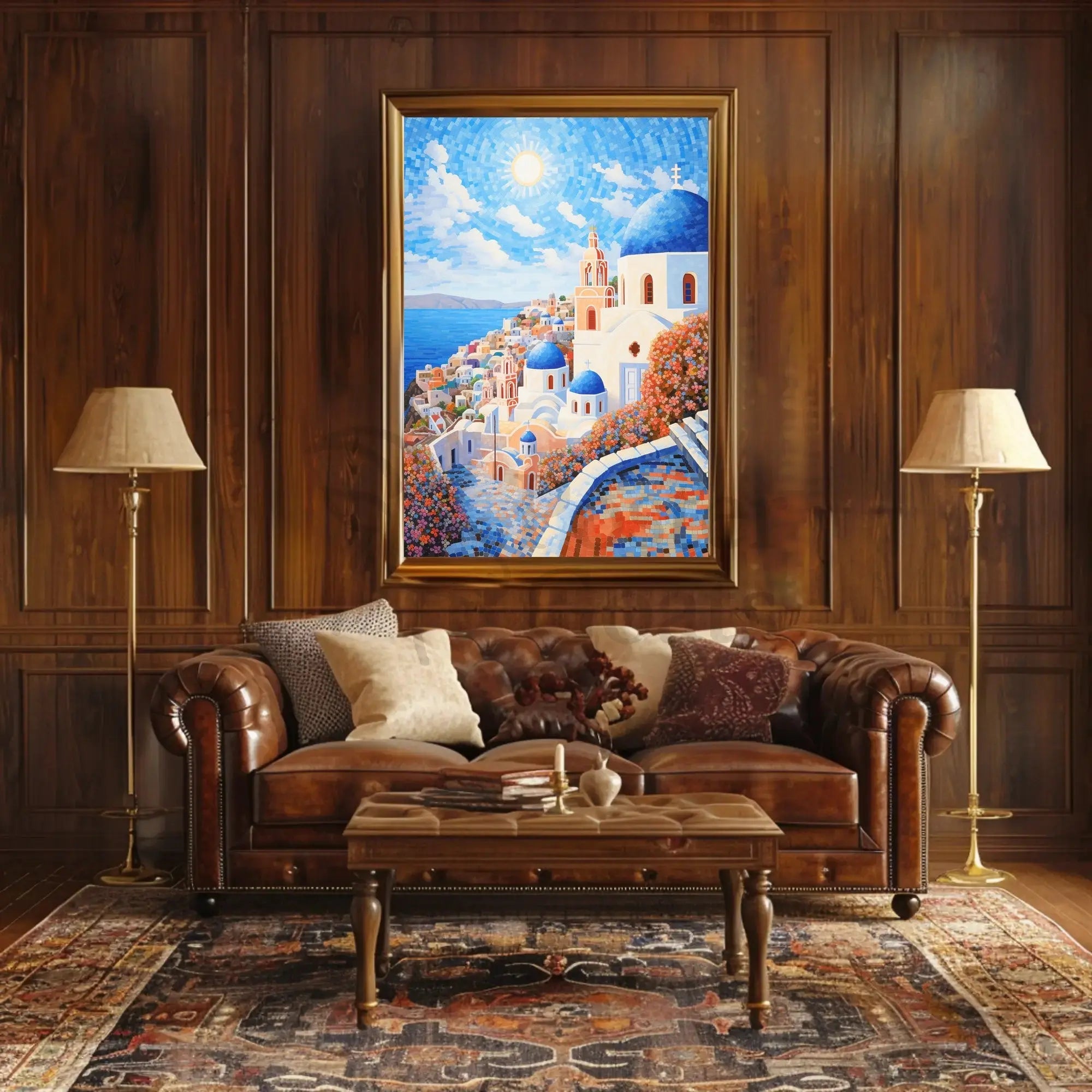 Santorini Serenity Mosaic Art Travel Poster PosterGoat