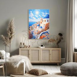 Santorini Serenity Mosaic Art Travel Poster PosterGoat