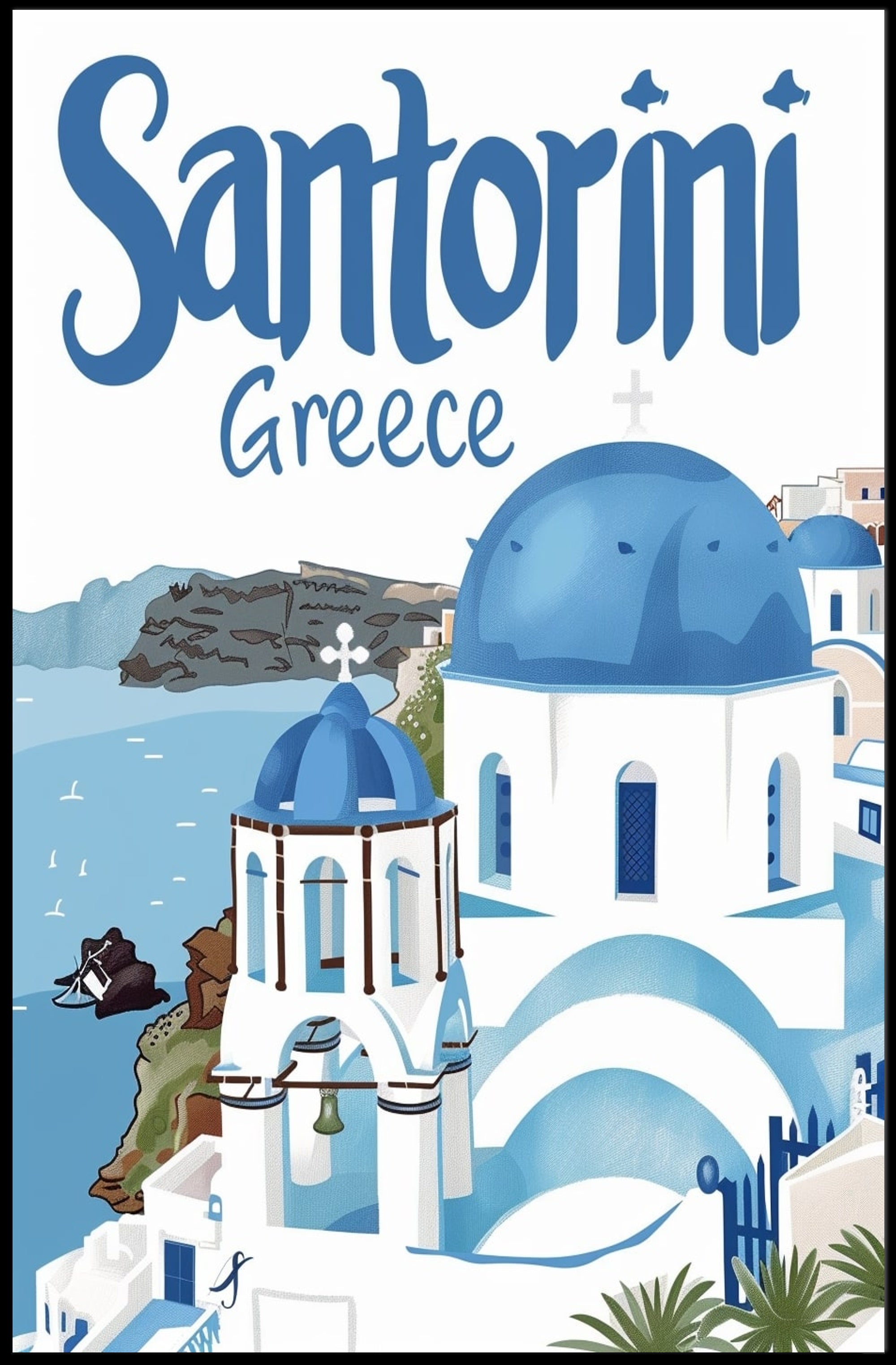 Santorini Serenity: Grecian Beauty in Travel Poster PosterGoat