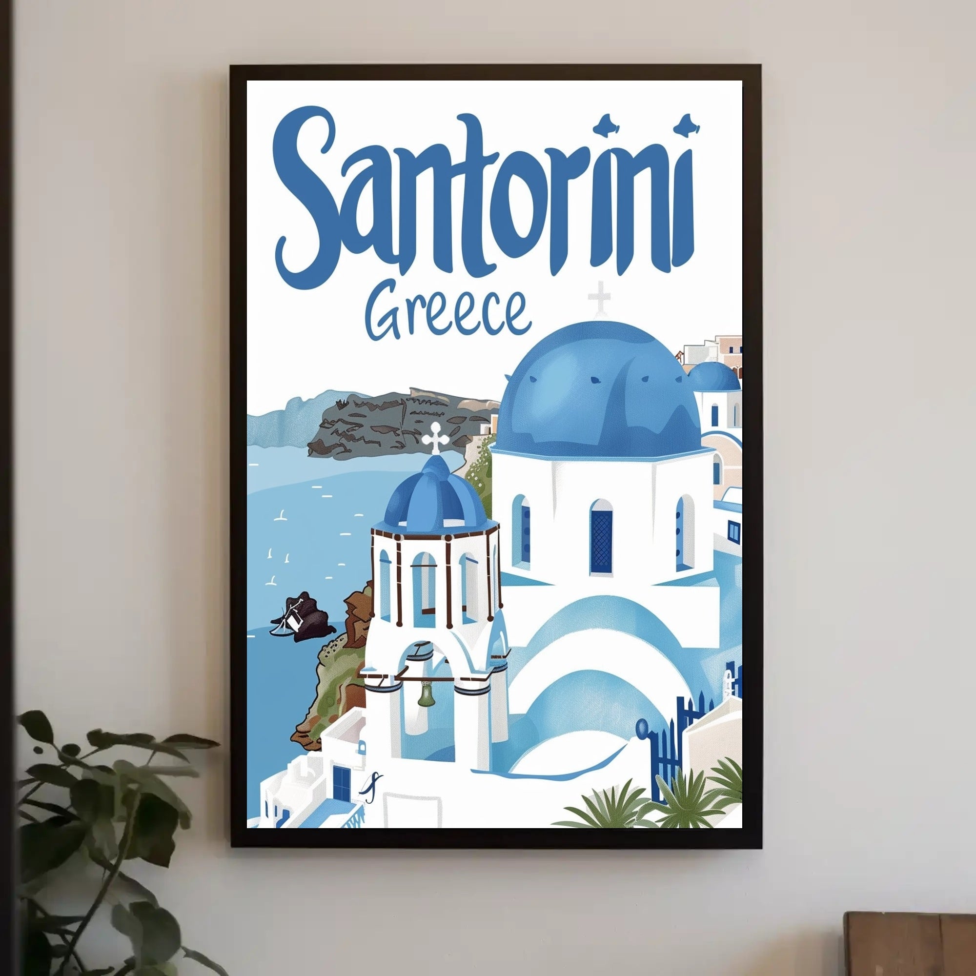 Santorini Serenity: Grecian Beauty in Travel Poster PosterGoat