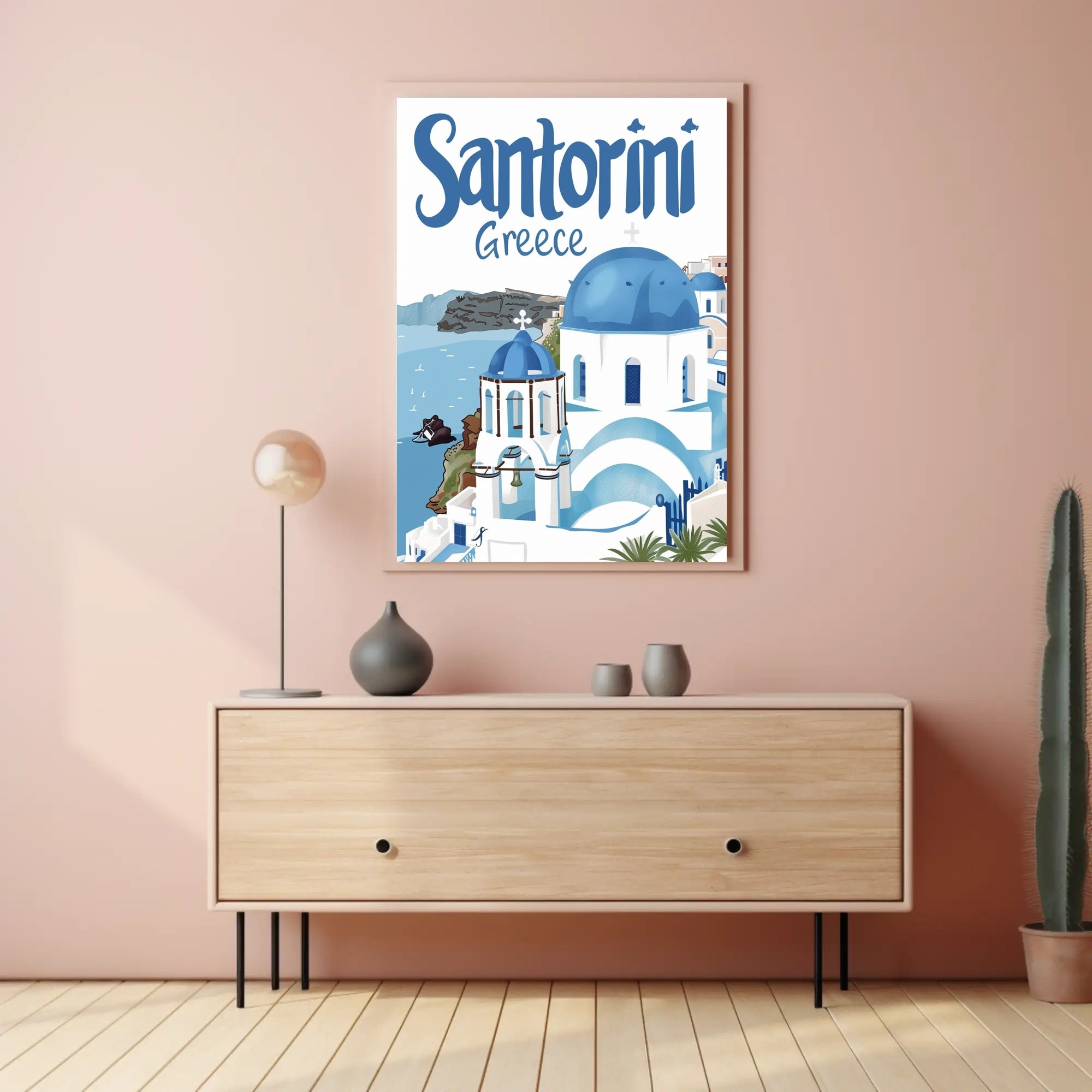 Santorini Serenity: Grecian Beauty in Travel Poster PosterGoat