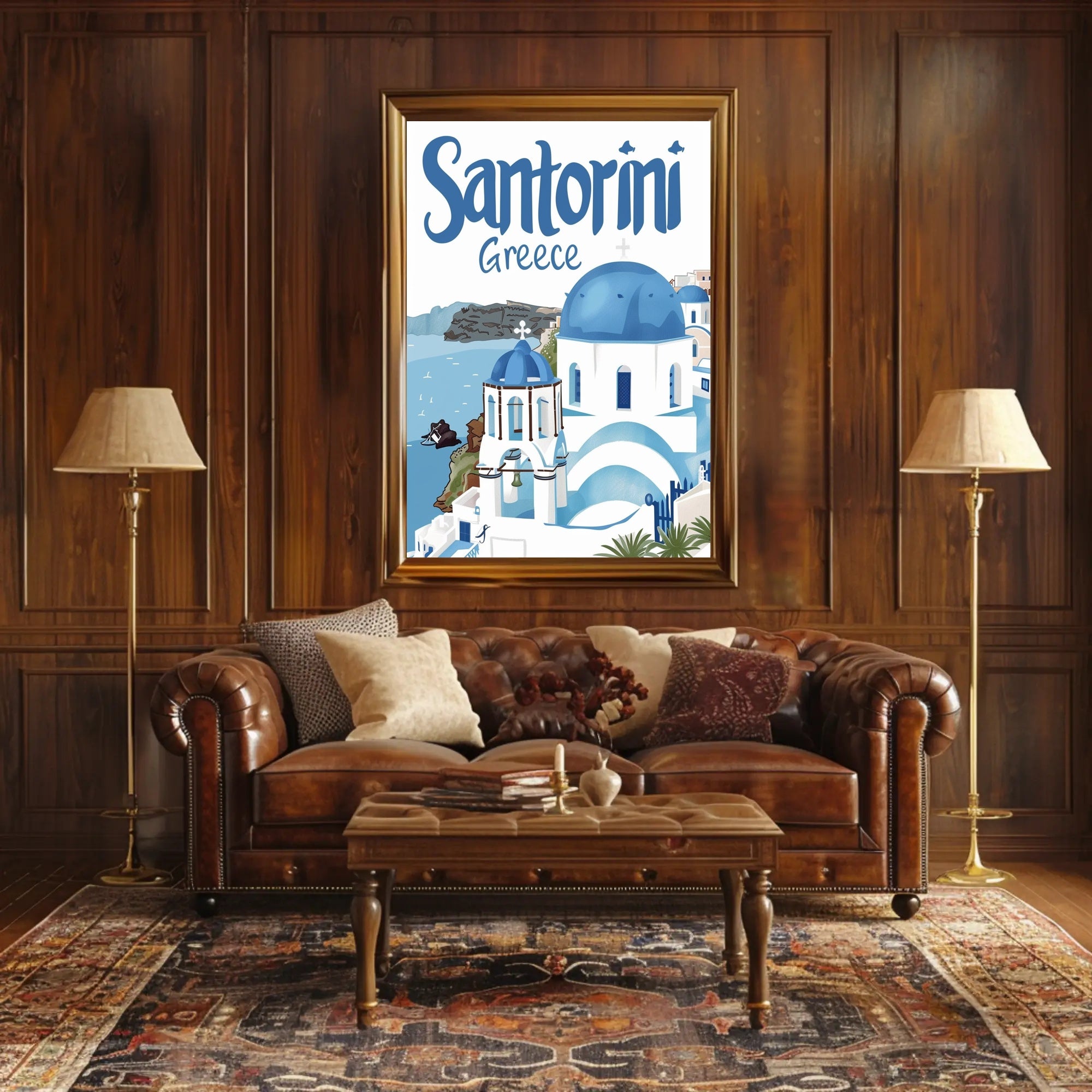 Santorini Serenity: Grecian Beauty in Travel Poster PosterGoat