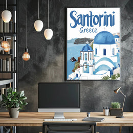 Santorini Serenity: Grecian Beauty in Travel Poster PosterGoat