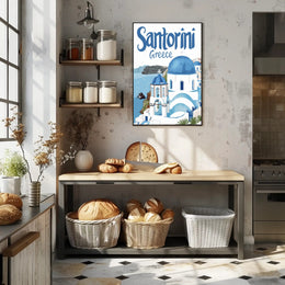 Santorini Serenity: Grecian Beauty in Travel Poster PosterGoat