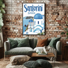 Santorini Serenity: Grecian Beauty in Travel Poster PosterGoat