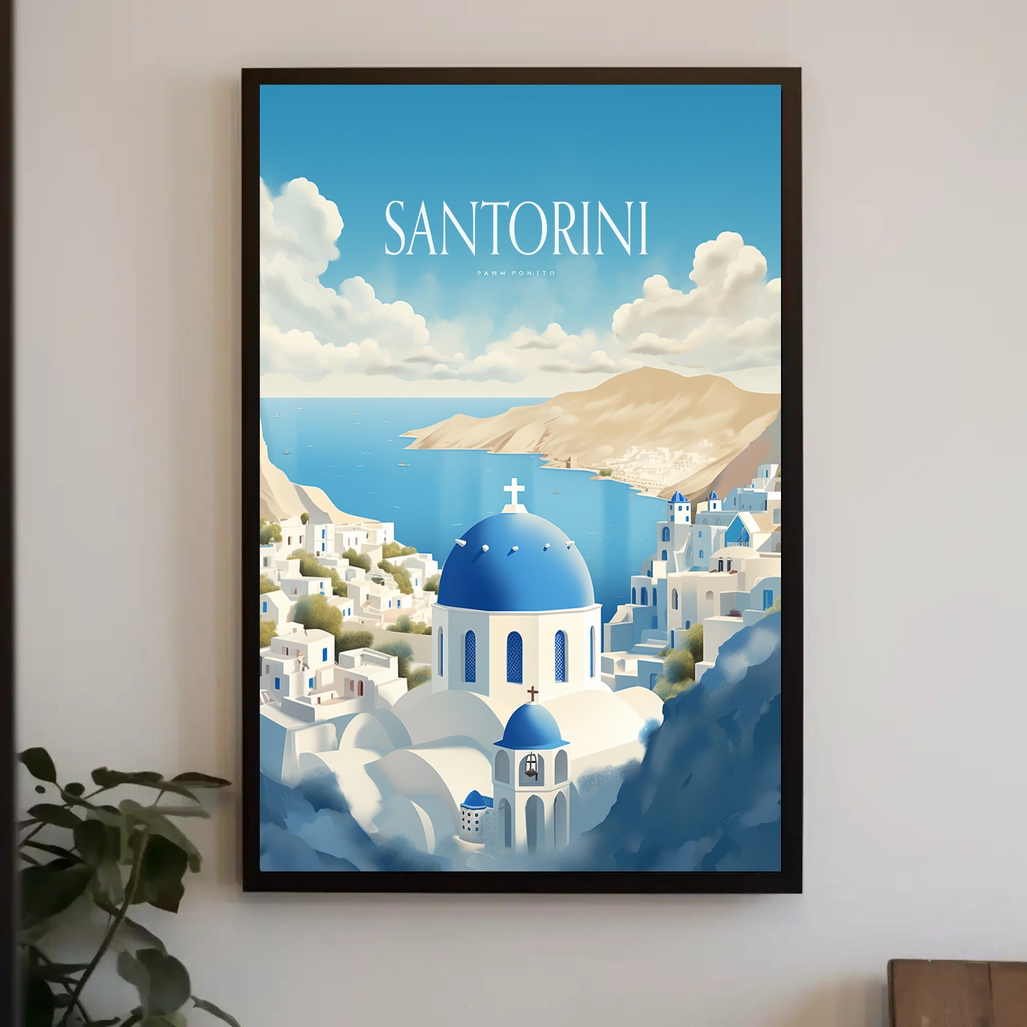 Santorini Serenity: Greek Travel Poster PosterGoat