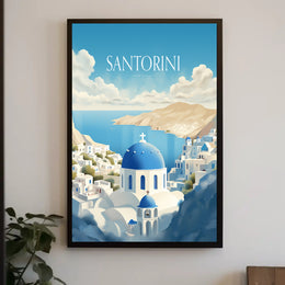 Santorini Serenity: Greek Travel Poster PosterGoat