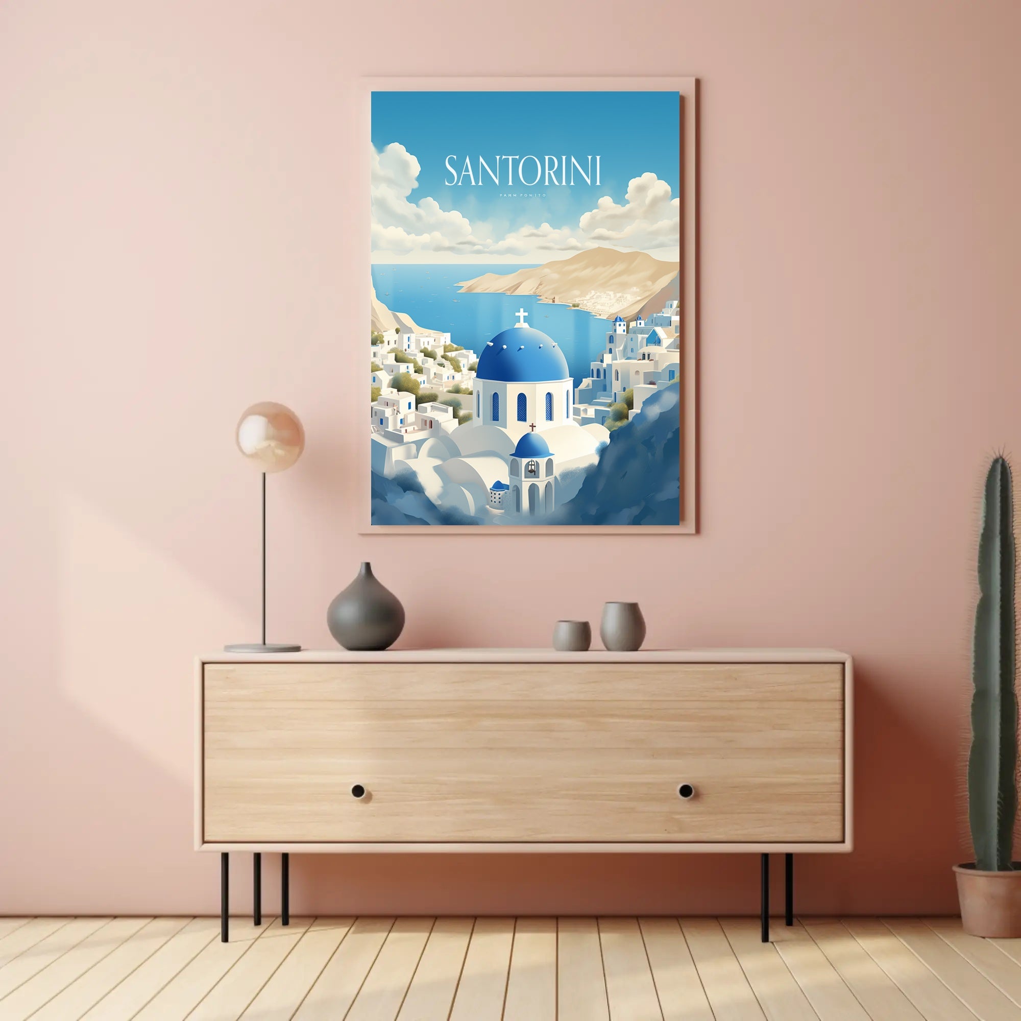 Santorini Serenity: Greek Travel Poster PosterGoat
