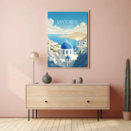 Santorini Serenity: Greek Travel Poster PosterGoat