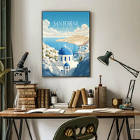 Santorini Serenity: Greek Travel Poster PosterGoat