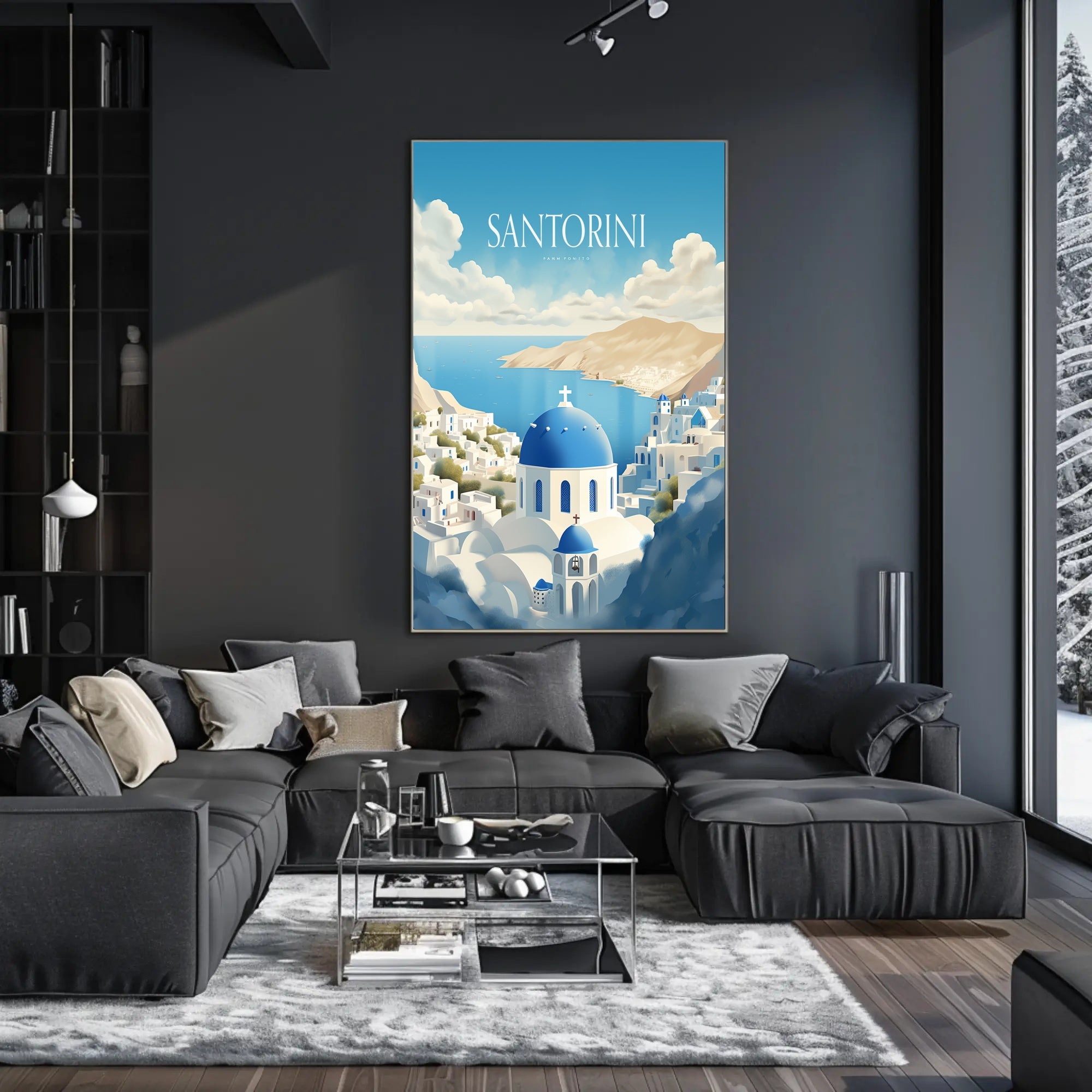 Santorini Serenity: Greek Travel Poster PosterGoat