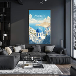 Santorini Serenity: Greek Travel Poster PosterGoat