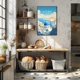 Santorini Serenity: Greek Travel Poster PosterGoat