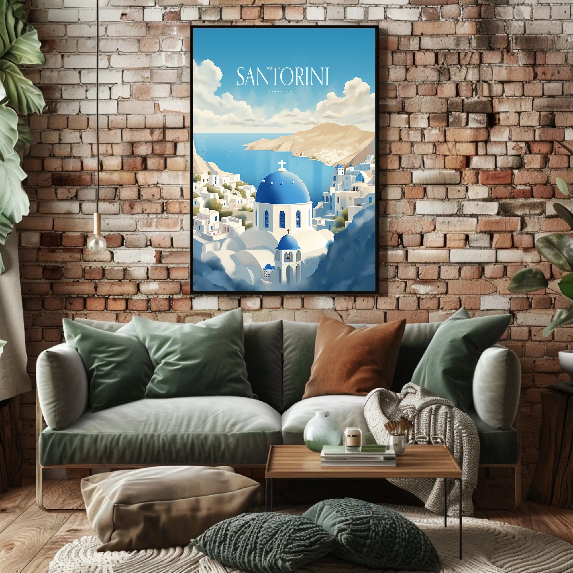 Santorini Serenity: Greek Travel Poster PosterGoat