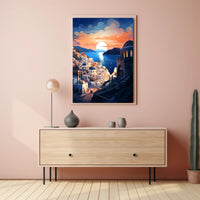 Santorini Sunset Tranquility Travel Poster PosterGoat
