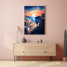 Santorini Sunset Tranquility Travel Poster PosterGoat