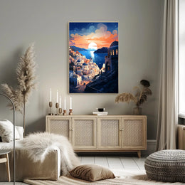 Santorini Sunset Tranquility Travel Poster PosterGoat