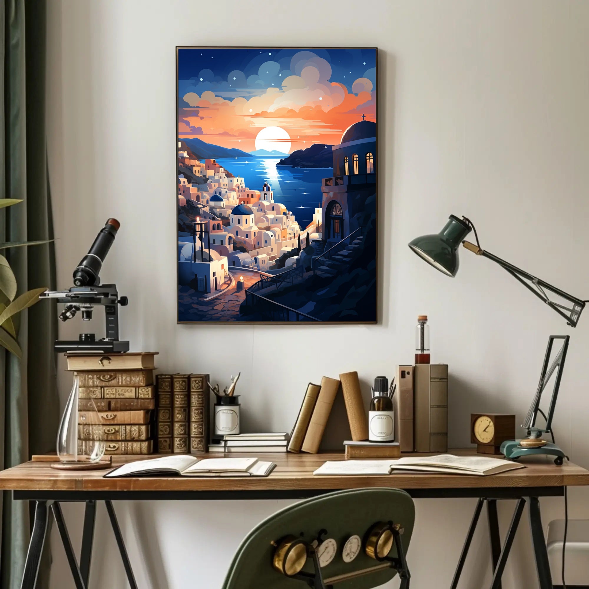 Santorini Sunset Tranquility Travel Poster PosterGoat