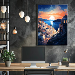 Santorini Sunset Tranquility Travel Poster PosterGoat