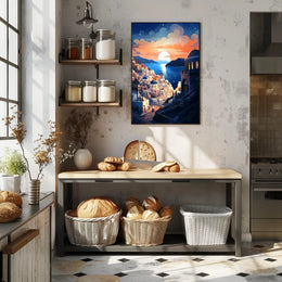 Santorini Sunset Tranquility Travel Poster PosterGoat