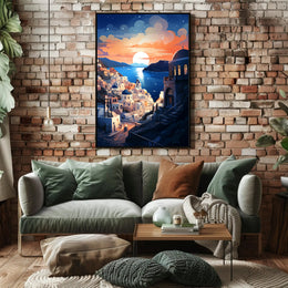 Santorini Sunset Tranquility Travel Poster PosterGoat