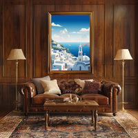 Santorini Tranquil Escape: Greek Island Travel Poster PosterGoat