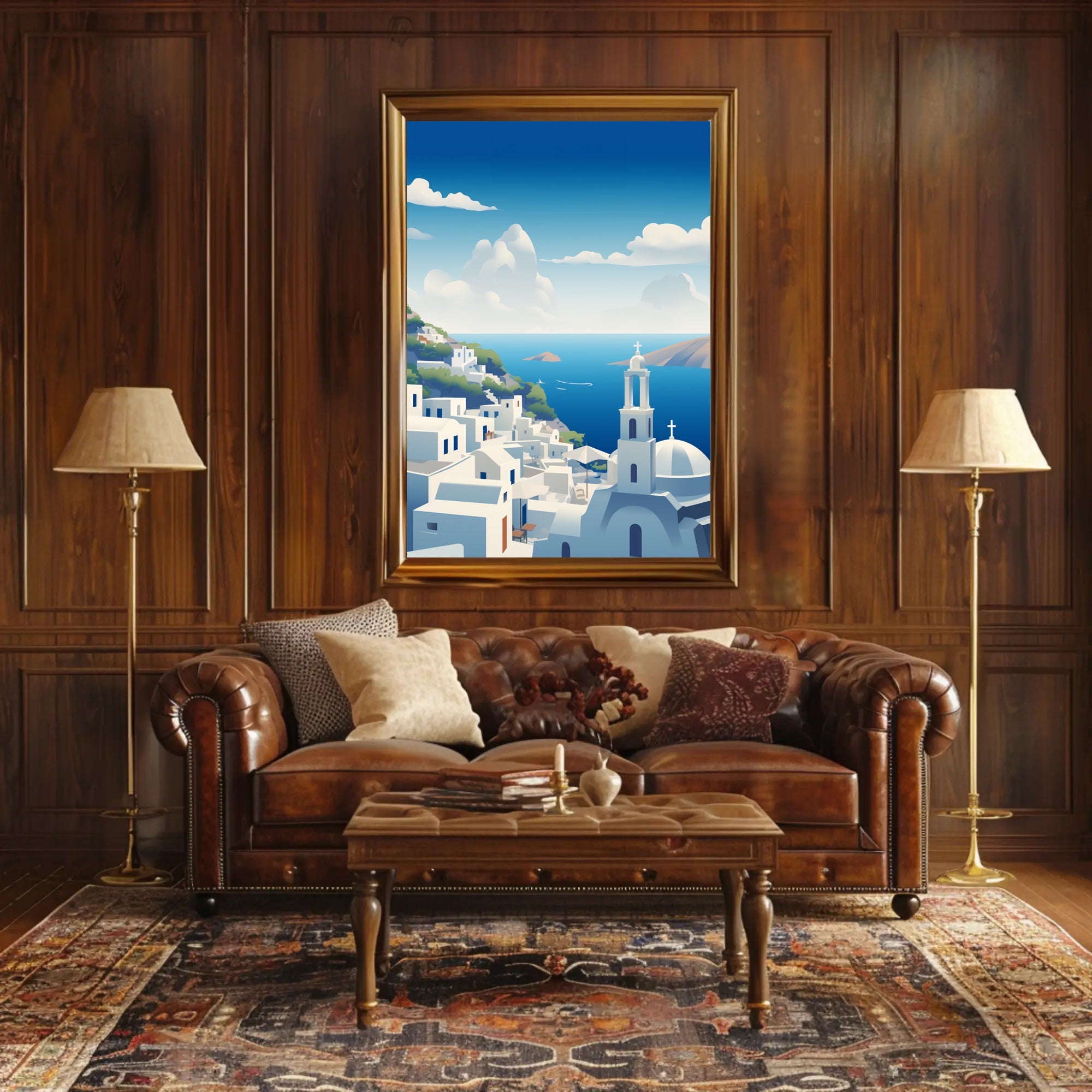 Santorini Tranquil Escape: Greek Island Travel Poster PosterGoat