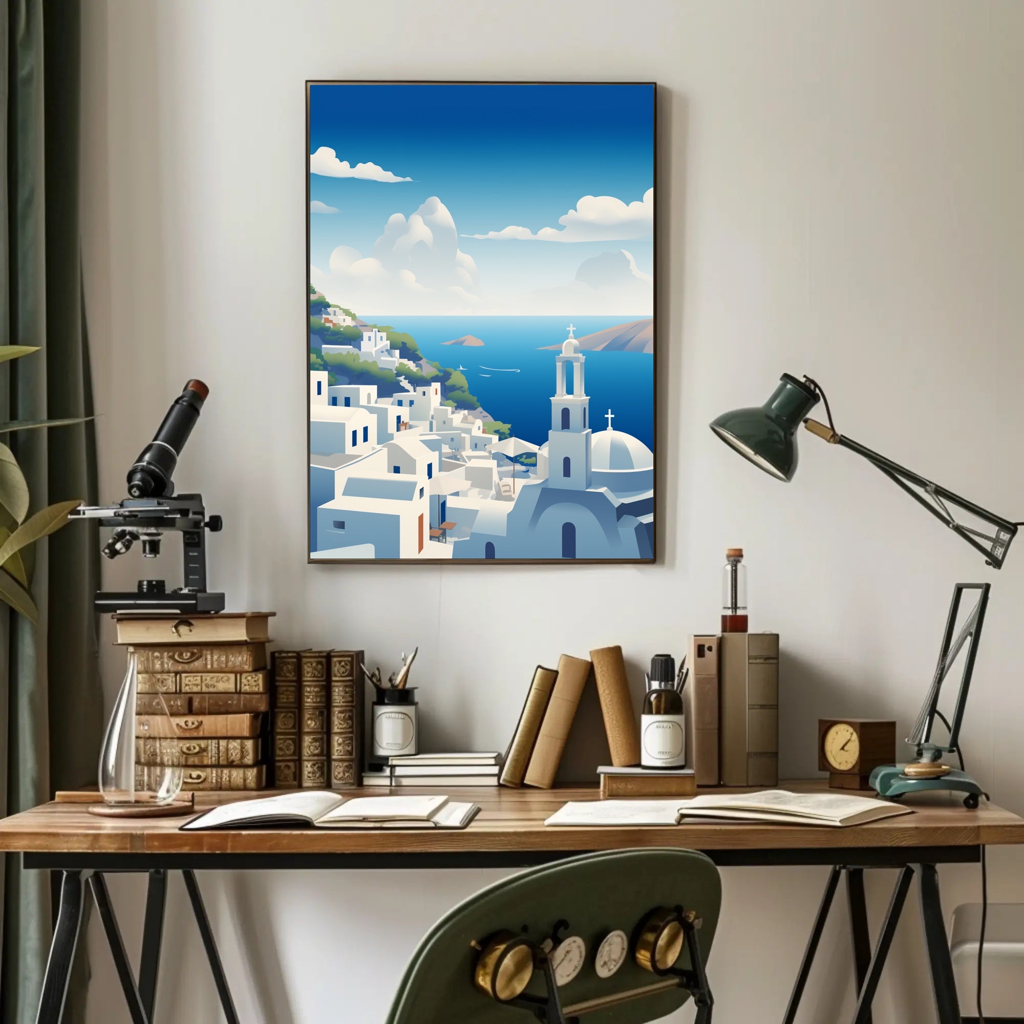 Santorini Tranquil Escape: Greek Island Travel Poster PosterGoat