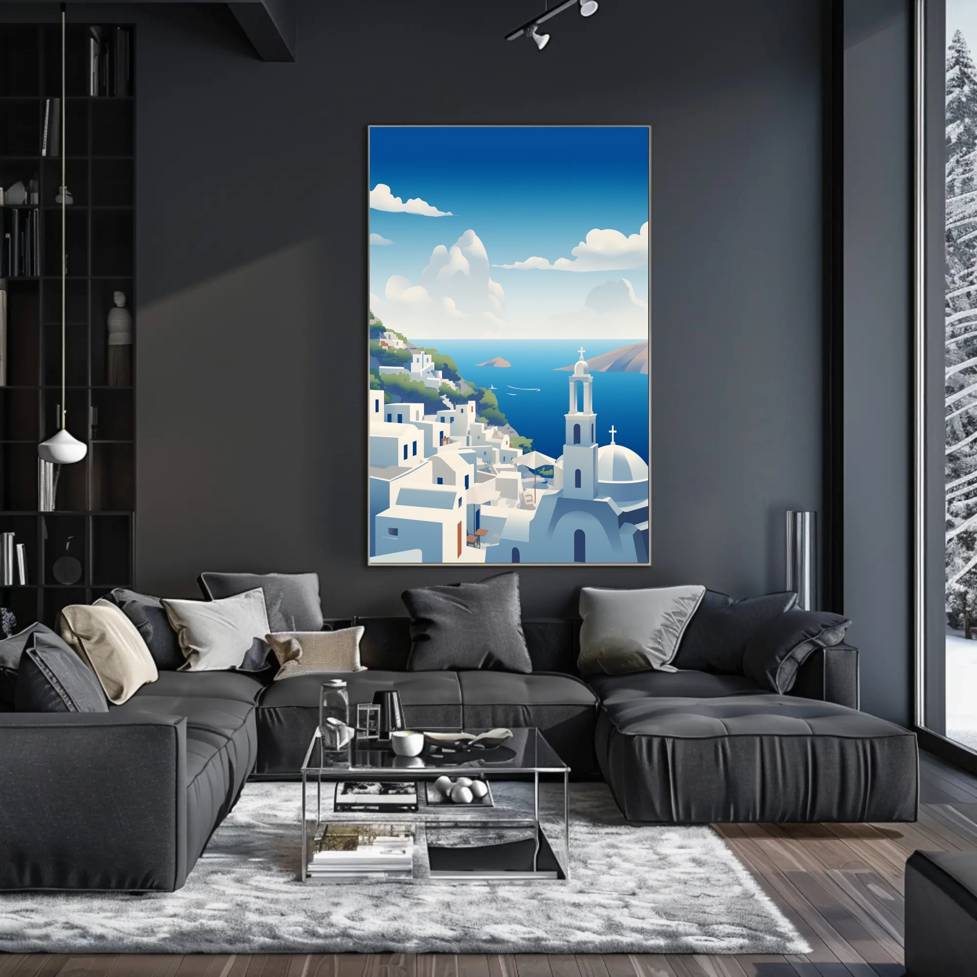 Santorini Tranquil Escape: Greek Island Travel Poster PosterGoat