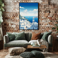 Santorini Tranquil Escape: Greek Island Travel Poster PosterGoat