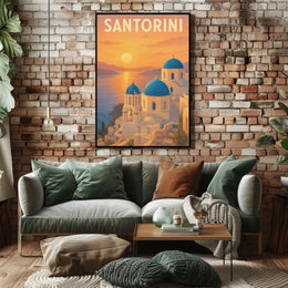 Santorini's Iconic Beauty Greek Travel Poster PosterGoat