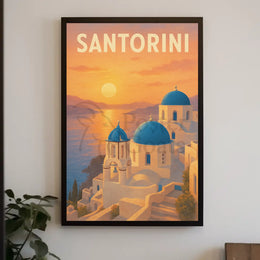 Santorini's Iconic Beauty Greek Travel Poster PosterGoat