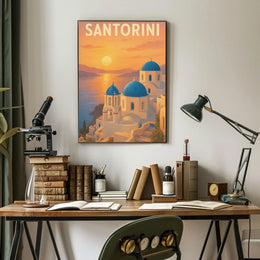 Santorini's Iconic Beauty Greek Travel Poster PosterGoat