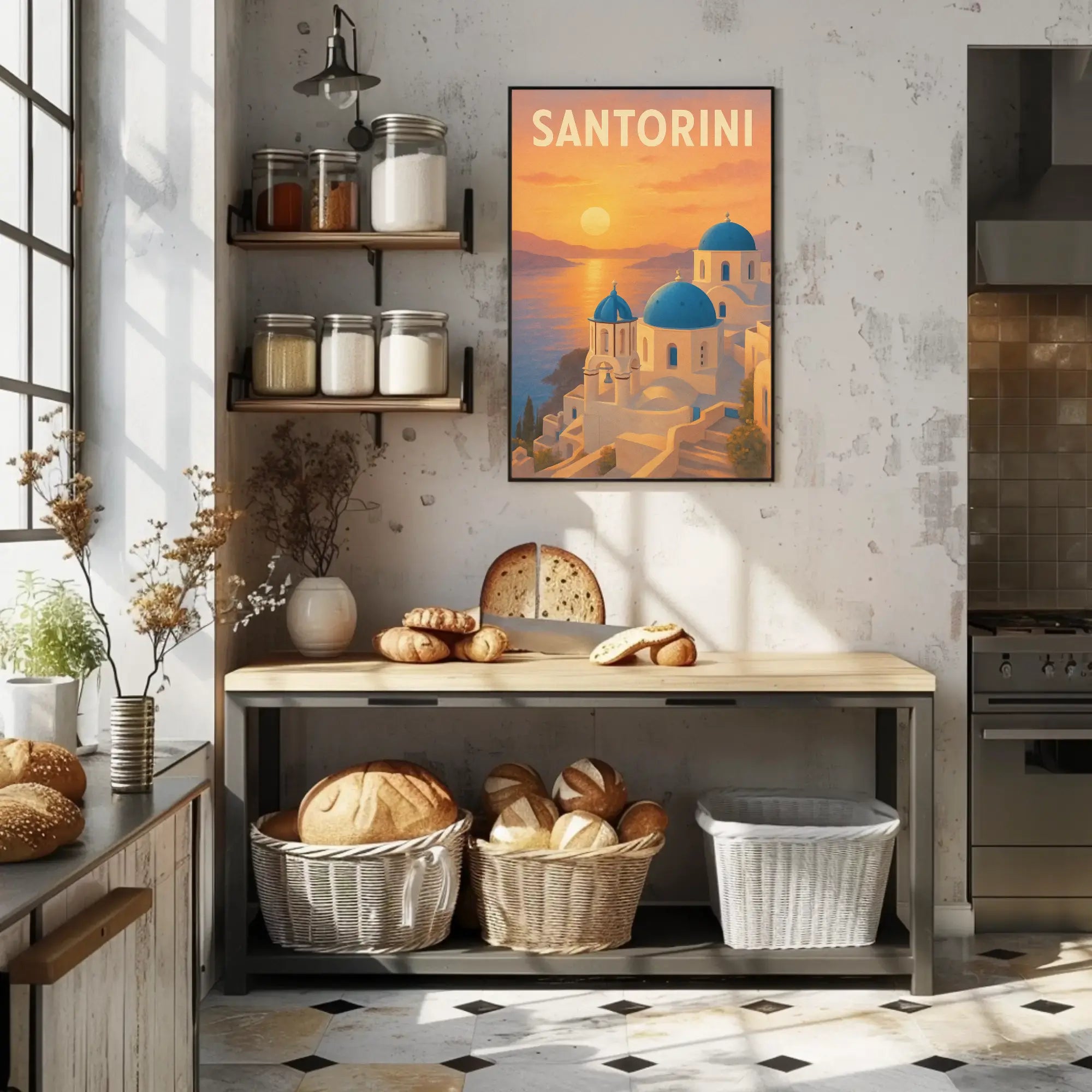 Santorini's Iconic Beauty Greek Travel Poster PosterGoat
