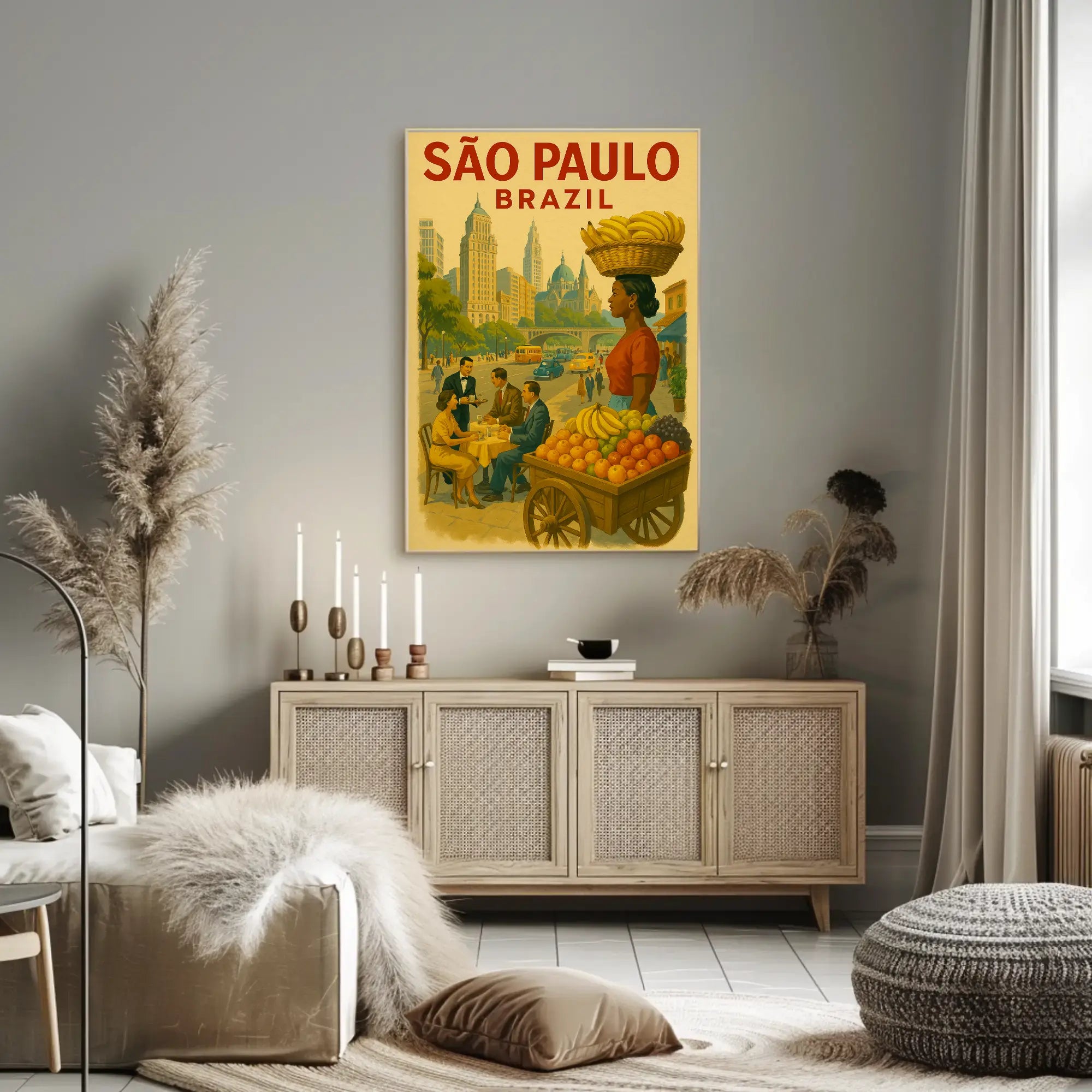São Paulo City Life Vintage Travel Poster PosterGoat