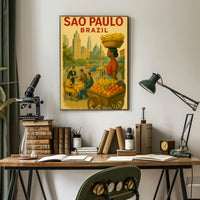 São Paulo City Life Vintage Travel Poster PosterGoat