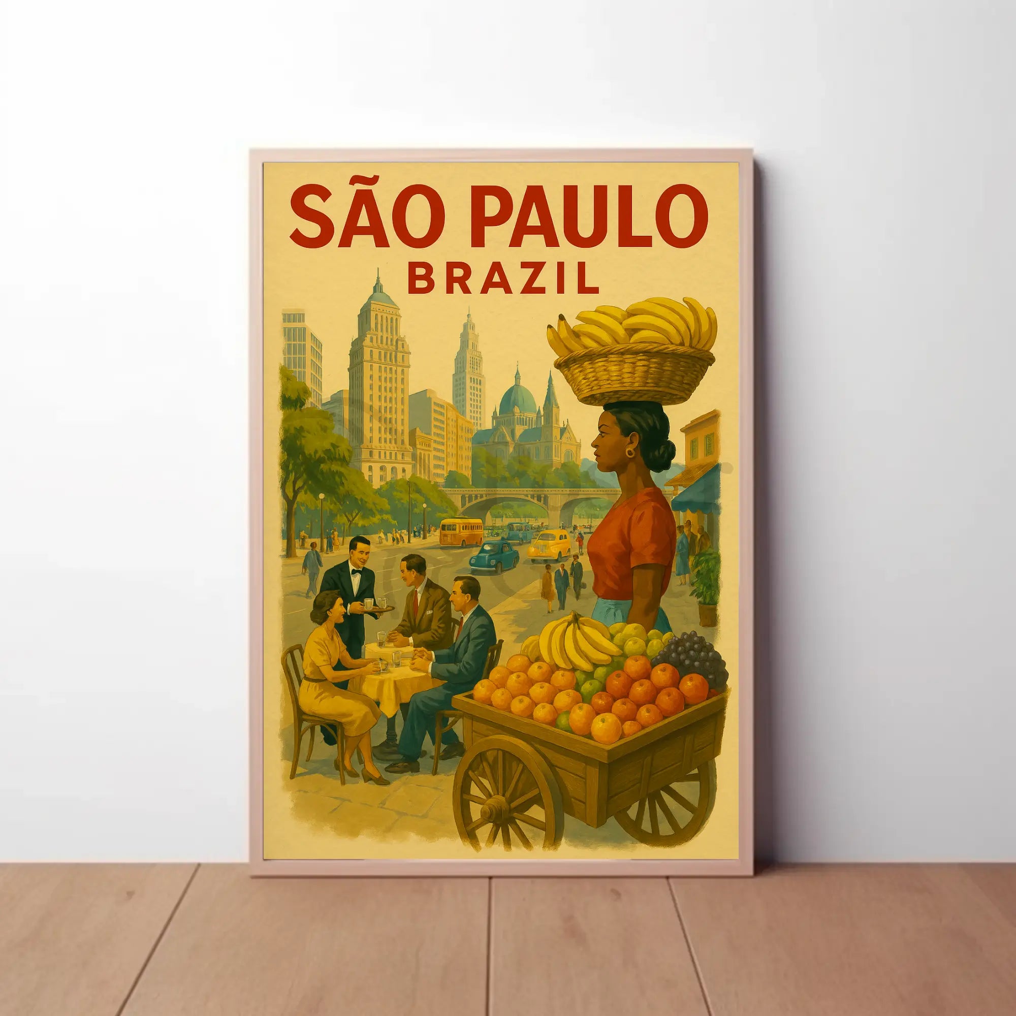 São Paulo City Life Vintage Travel Poster PosterGoat