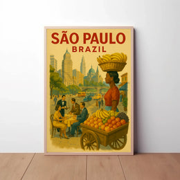São Paulo City Life Vintage Travel Poster PosterGoat