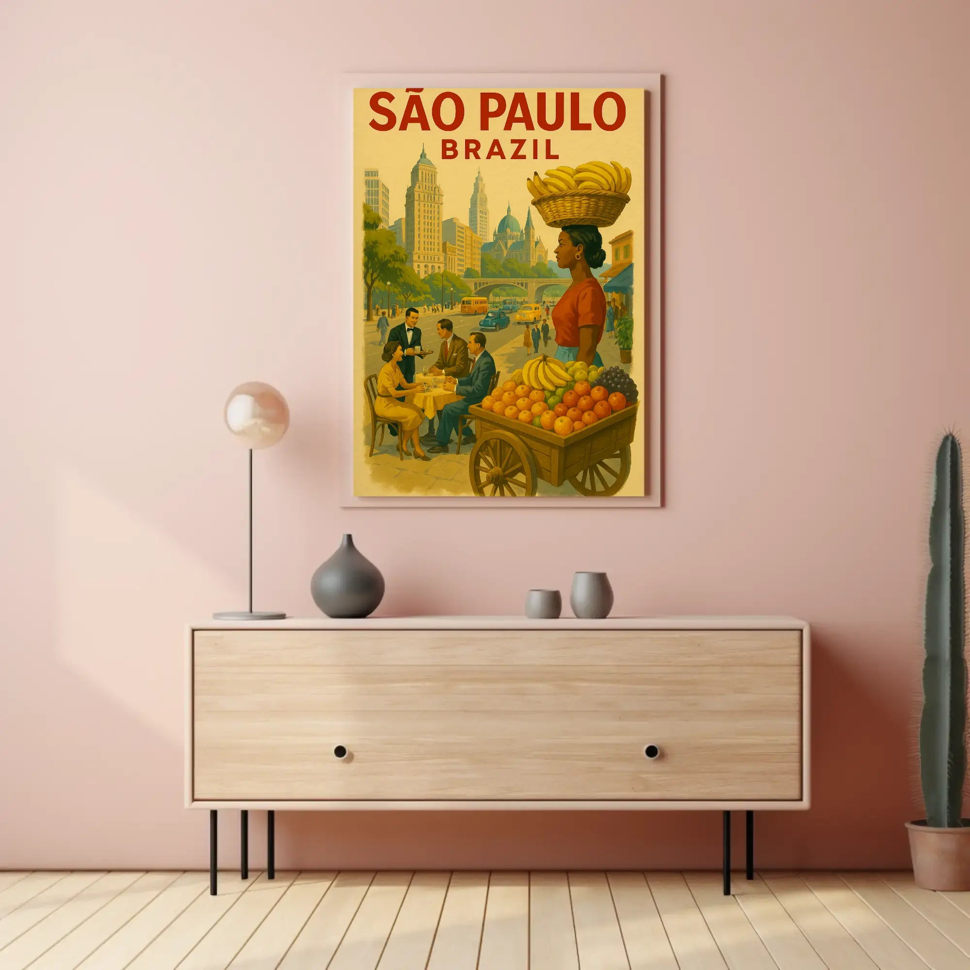 São Paulo City Life Vintage Travel Poster PosterGoat