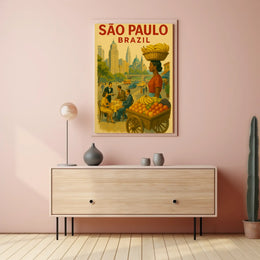 São Paulo City Life Vintage Travel Poster PosterGoat