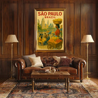 São Paulo City Life Vintage Travel Poster PosterGoat