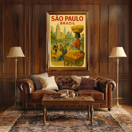 São Paulo City Life Vintage Travel Poster PosterGoat