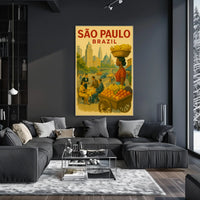 São Paulo City Life Vintage Travel Poster PosterGoat