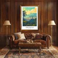São Paulo Vibrant Cityscape with Redeemer Statue Urban Poster PosterGoat